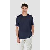 Erkek Dokuma Kumaş Düz Bisiklet Yaka Lacivert T-Shirt 25411026-013