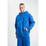 Erkek Double Oversize Kapşonlu Yıkamalı Sweatshirt - Mavi