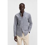 Erkek Düğme Kapama Gömlek Yaka Çizgili Lacivert Gömlek 50545235-404
