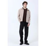 Erkek Düğmeli Çift Cepli Boxy Fit Ince Ceket Taş - 26Y 99549