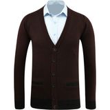 Erkek Düğmeli Hırka Cepli Desenli Çelik Örgü Klasik Kalıp - 5208M - 2XL - Bordo