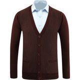 Erkek Düğmeli Hırka Cepli Desenli Çelik Örgü Klasik Kalıp - 5212M - 2XL - Bordo