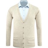 Erkek Düğmeli Hırka Cepli Düz Renk Çelik Örgü Klasik Kalıp - 5200M - 2XL - Taş
