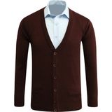 Erkek Düğmeli Hırka Cepli Düz Renk Çelik Örgü Klasik Kalıp - 5200M - XL - Bordo
