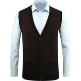 Erkek Düğmeli Yelek Cepli Desenli Çelik Örgü Klasik Kalıp - 5205L - 2XL - Siyah