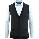 Erkek Düğmeli Yelek Cepli Desenli Çelik Örgü Klasik Kalıp - 5212L - 2XL - Lacivert