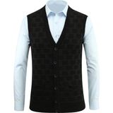 Erkek Düğmeli Yelek Cepli Kabarmalı Çelik Örgü Klasik Kalıp - 5215L - 2XL - Siyah