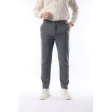 Erkek Düz Kesim Kumaş Pantolon Esnek Likralı Bilek Boy Gri - Skinny & Normal Bel