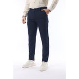 Erkek Düz Kesim Kumaş Pantolon Esnek Likralı Bilek Boy Lacivert - Skinny & Normal Bel