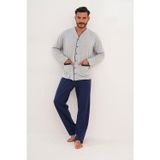 Erkek Düz Önden Düğmeli Gri Pijama Takımı 8002