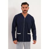 Erkek Düz Önden Düğmeli Lacivert Pijama Takımı 8002