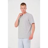 Erkek Düz Penye Tişört Bisiklet Yaka Kısa Kol Regular Fit T-Shirt - Gri