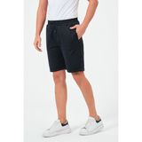 Erkek Düz Renk Regular Fit Bermuda Şort - Siyah - 3XL