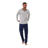 Erkek Düz V Yaka Gri Pijama Takımı 8001