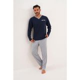 Erkek Düz V Yaka Lacivert Pijama Takımı 8001