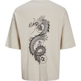 Erkek Ejderha Baskili Tisört - Dragon - 02S-Bej - M