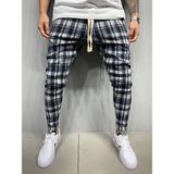 Erkek Ekose Jogger Pantolon - M - Lacivert
