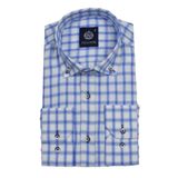 Erkek Ekose Klasik Uzun Kol Gömlek Oxford BGL-ST02987 MAVİ 2XL