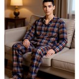 Erkek Ekose Pijama Takımı Gömlek Yaka Uzun Kollu Fonksiyonel Dayanıklı Kaliteli Konforlu Şık