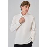 Erkek Ekru Pamuk Trend Ağaç Kabuğu Desen Dinamik Fit Polo Yaka Sweat-Shirt