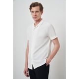 Erkek Ekru Trend Apaçi Yaka Kısa Kollu Gömlek - 2XL