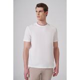Erkek Ekru Trend Düz Penye Bisiklet Yaka T-shirt