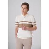Erkek Ekru Trend Soft Pamuk Polo Yaka Triko T-Shirt
