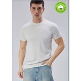 Erkek Ekru%100 Pamuk Bisiklet Yaka Kısa Kollu Triko Kazak TRIST-7106 -XL