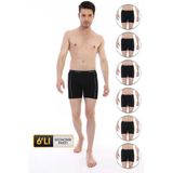 Erkek Elastanlı Biyeli Siyah Uzun Boxer 855 6'Lı Ekonomik Paket