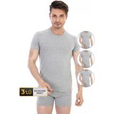 Erkek Elastanlı Gri Melanj T-Shirt 954 3'lü Ekonomik Paket - XL