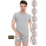 Erkek Elastanlı Gri Melanj T-Shirt 954 6'lı Ekonomik Paket - XL