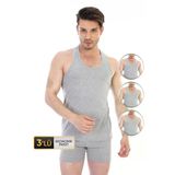 Erkek Elastanlı Spor Gri Atlet 916 3'lü Ekonomik Paket