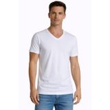 Erkek Elastanlı V Yaka Beyaz T-Shirt 956