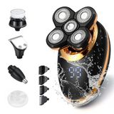 Erkek Elektrikli Kafa Tıraş Makinesi 5'İ 1 Arada Erkekler İçin Kel Kafa Tıraş Makinesi Sıkışma Önleyici Ergonomik Tasarım Kablosuz Şarj Edilebilir (Altın)