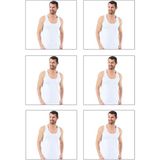 Erkek Esnek Ribana Pamuk Kumaş Atlet 6'lı Eko Paket Büyük Bedenli - Beyaz - 4XL