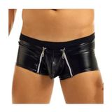 Erkek Fantezi Boxer, Siyah, Fermuarlı, Elastan Esnek Kumaş, Slim Kesim, Gece Kulübü ve Parti için (Siyah Çift fermuarlı, 6XL)