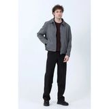 Erkek Fermuarlı çift Cepli Boxy Fit Ince Ceket Gri - 26Y 99545 - 2XL
