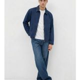 Erkek Fermuarlı İndigo Loose Fit Jean Ceket