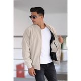 Erkek Fermuarlı Kolej Mont - Bej - 2XL