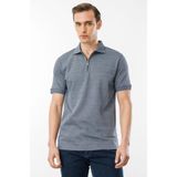 Erkek Fermuarlı T-Shirt Füme - 4XL