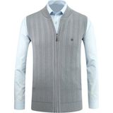 Erkek Fermuarlı Triko Yelek Çelik Örgü Desenli Cepli Klasik Kalıp - 5209J - 2XL - Gri