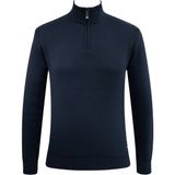 Erkek Fermuarlı Yarım Balıkçı Kazak Triko Düz Renk Klasik Kalıp - 5242B - Lacivert - 2XL