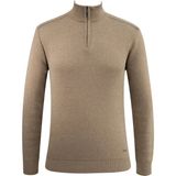 Erkek Fermuarlı Yarım Balıkçı Kazak Triko Düz Renk Klasik Kalıp - 5242B - Vizon - 2XL