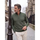 Erkek Fermuarlı Yarım Balıkçı Kazak Triko Düz Renk Klasik Kalıp - 5242B - Yeşil - 2XL