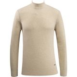 Erkek Fermuarlı Yarım Balıkçı Kazak Triko Kabartmalı Örgü Düz Renk Klasik Kalıp - 5240B - Kemik - 2XL