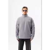 Erkek Ffb Yarım Fermuarlı Oversize Polar Ceket Gri