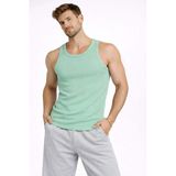Erkek Fitilli Atlet Sıfır Yaka Slim Fit Arka Baskılı Spor Atlet - Mint Yeşili