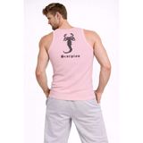 Erkek Fitilli Atlet Sıfır Yaka Slim Fit Arka Baskılı Spor Atlet - Pembe