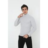 Erkek Fitilli Kaşkorse Kumaş Boğazlı Full Likralı Slimfit Body - Gri