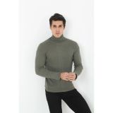 Erkek Fitilli Kaşkorse Kumaş Boğazlı Full Likralı Slimfit Body - Haki